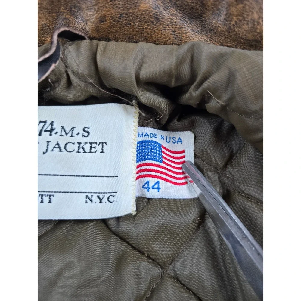 Schott NYC Flight Jacket Mens Large 44 Brown Leather I.S.674.M.S Vintage Bomber